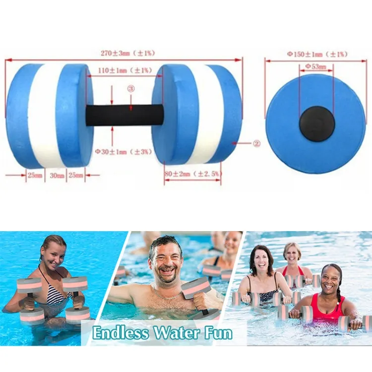 1pair Water Floating Dumbbell EVA Foam Swimming Pool Exercise Adjustable Dumbbell(Blue White)