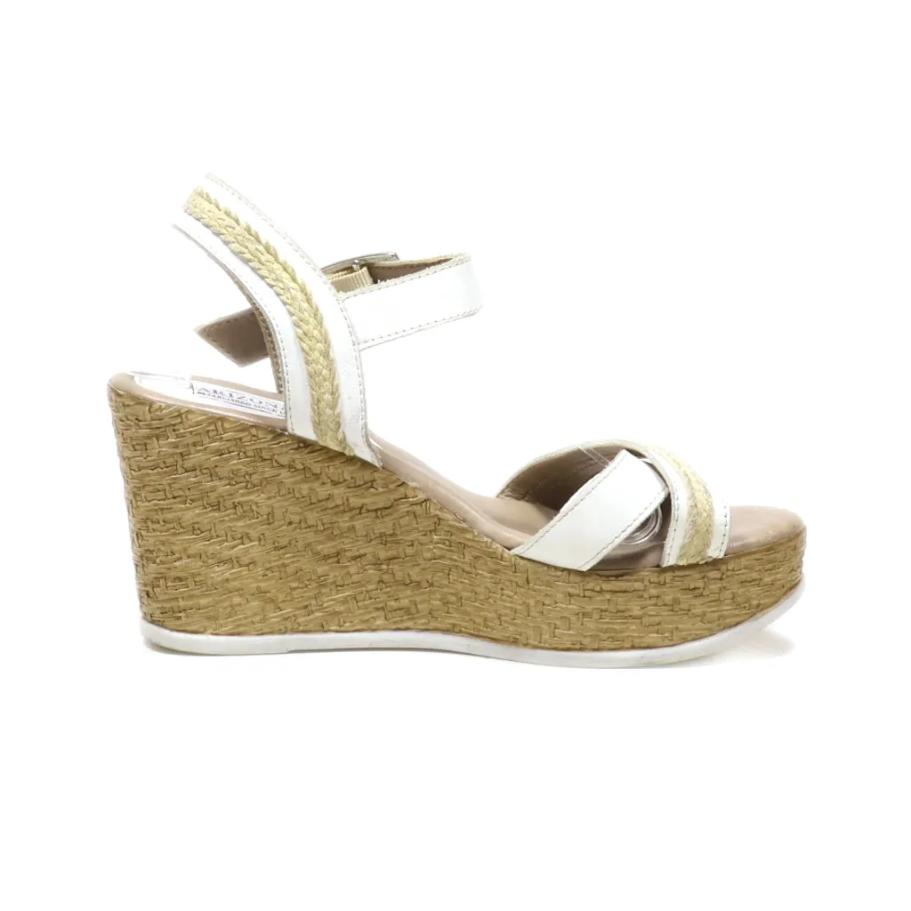 Arizona Wedge Sandals Leather White Colour For Women