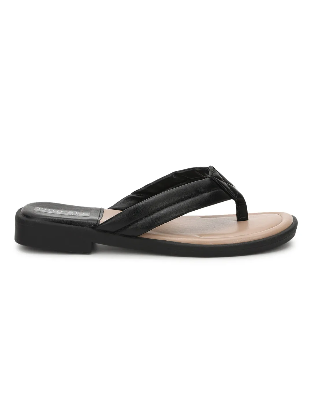 Black PU Slip-On Flats (TC-RS3593-BLK)