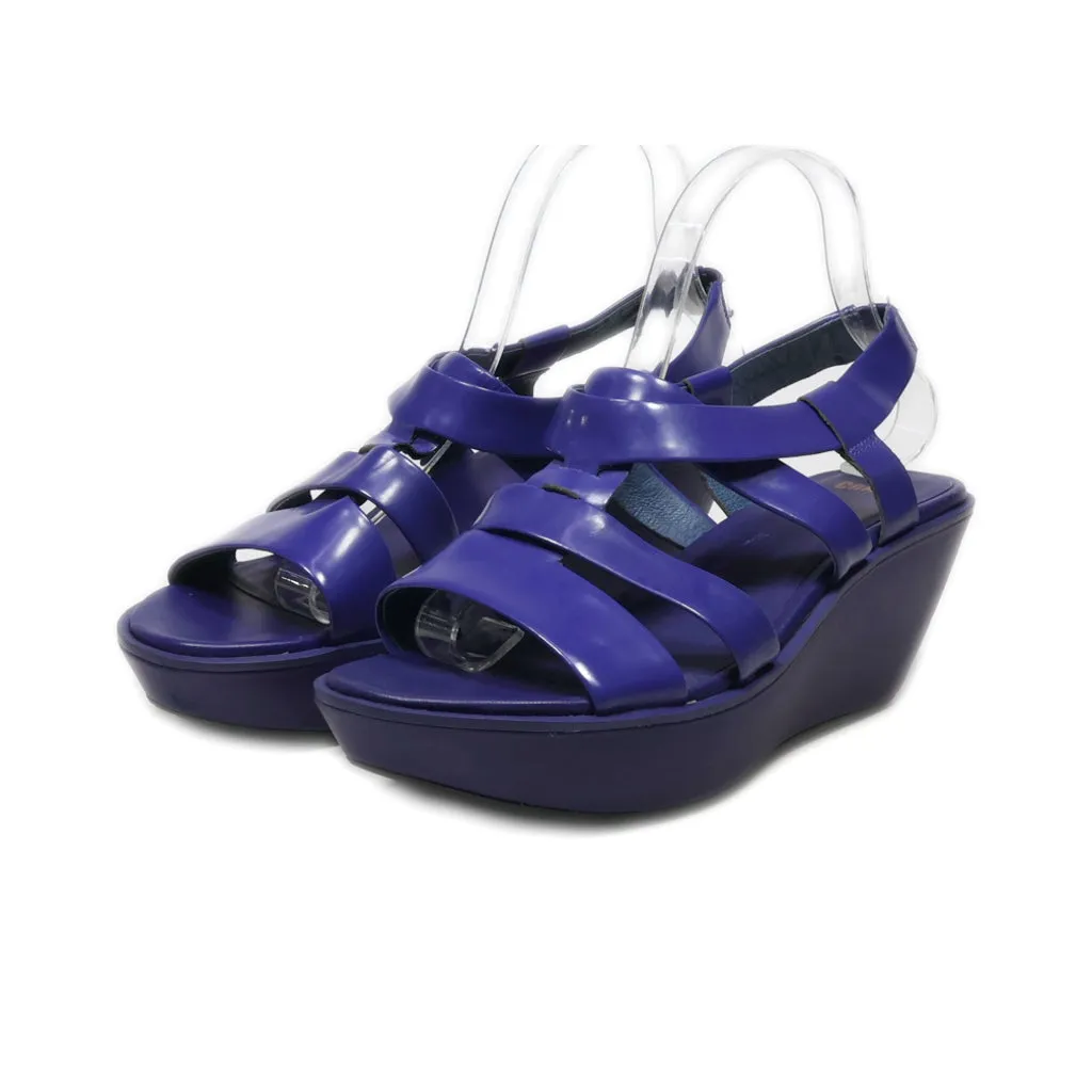 Camper Wedge Sandals Leather Blue Colour For Women