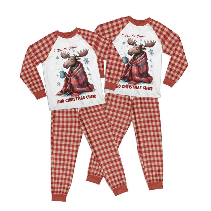 Christmas I run on coffee and Christmas Cheer Adult Pajamas Set Matching