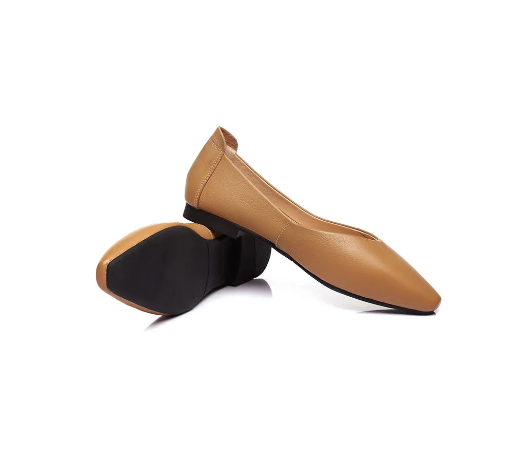 EVERAU® Women Leather Pointed Toe Ballet Flats Everly