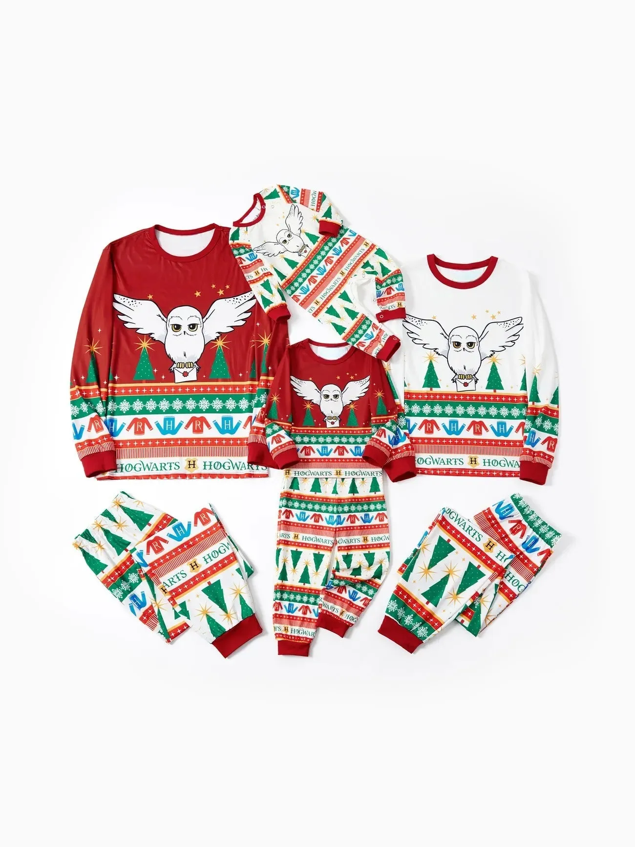 Family Matching Christmas Tree Owl Print Pajama Set