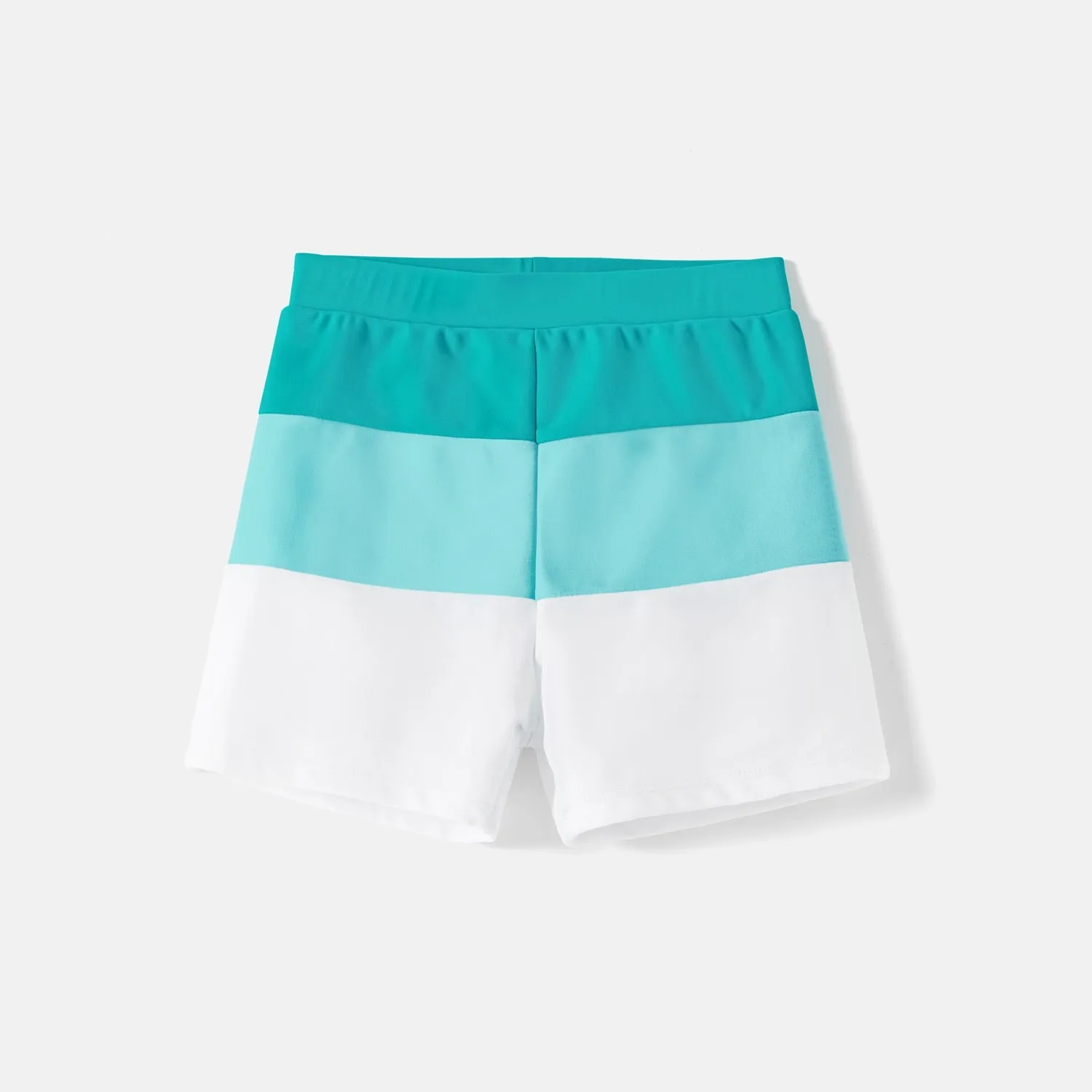 Family Matching Swimsuit Colorblock Front Tie Cut out One-piece Swimsuit and Swim Trunks