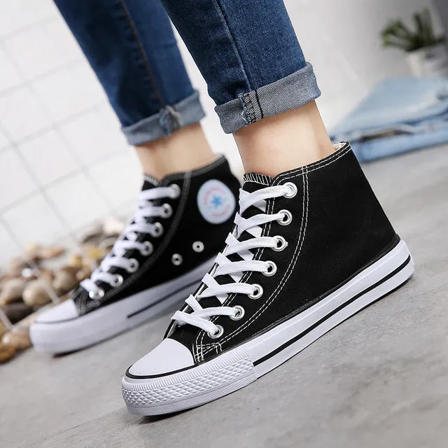 Fashion sneakers men's canvas shoes high to help men's brand shoes men's casual shoes fashion black couple sneakers