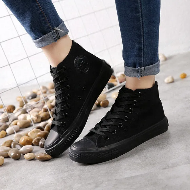 Fashion sneakers men's canvas shoes high to help men's brand shoes men's casual shoes fashion black couple sneakers