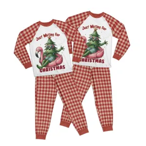 Flamingo Just waiting for Christmas Adult Pajamas Set Matching