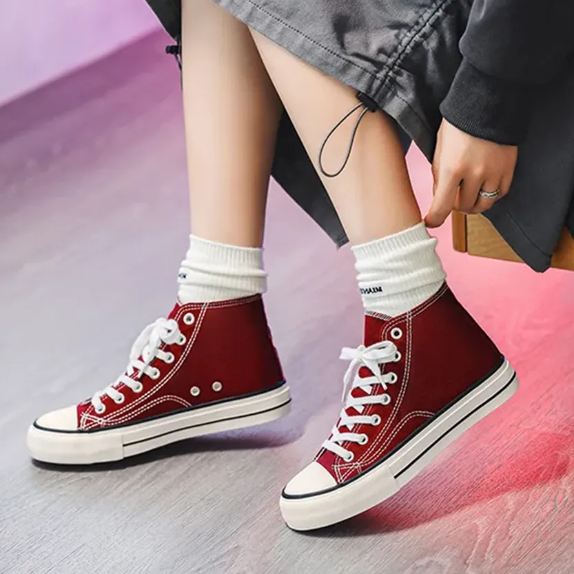 Funki Buys | Boots | Women's Bright Canvas High Top Sneakers