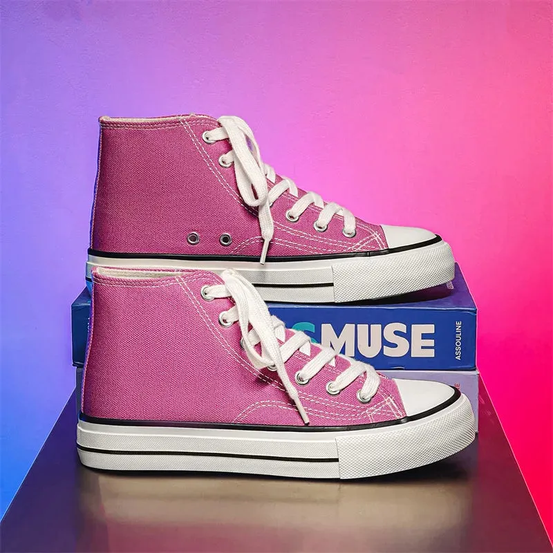 Funki Buys | Boots | Women's Bright Canvas High Top Sneakers