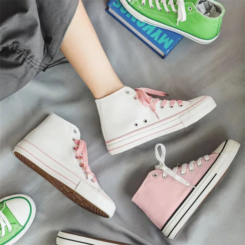 Funki Buys | Boots | Women's Bright Canvas High Top Sneakers