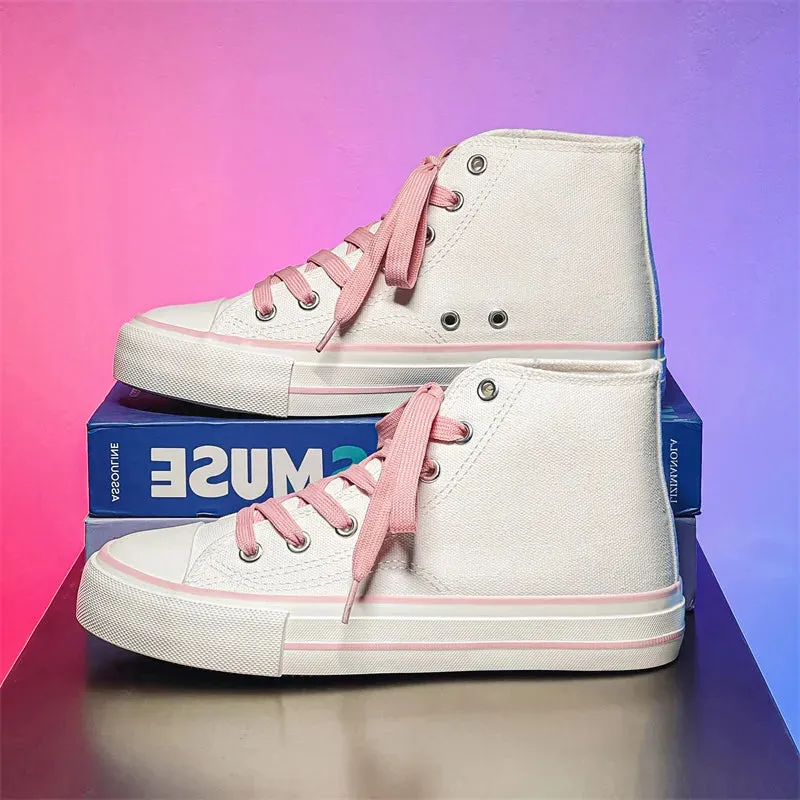 Funki Buys | Boots | Women's Bright Canvas High Top Sneakers