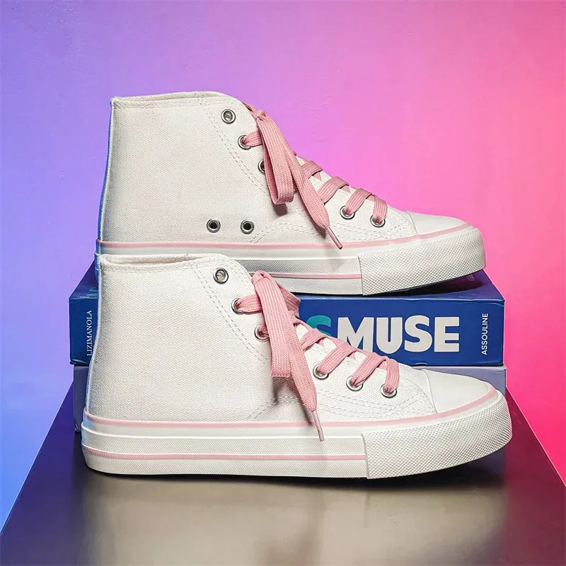 Funki Buys | Boots | Women's Bright Canvas High Top Sneakers