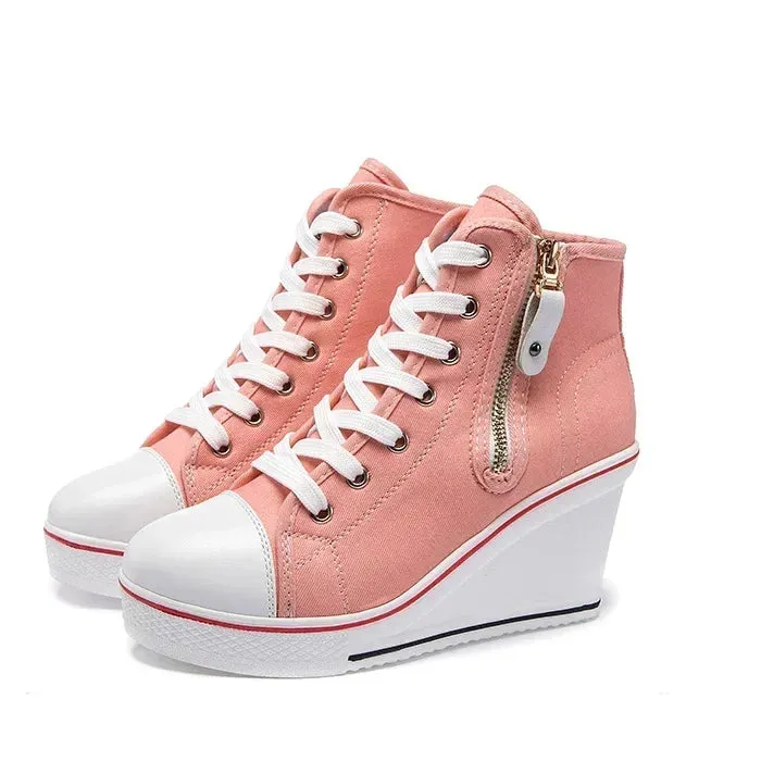 Funki Buys | Boots | Women's High Platform Zipper Sneakers