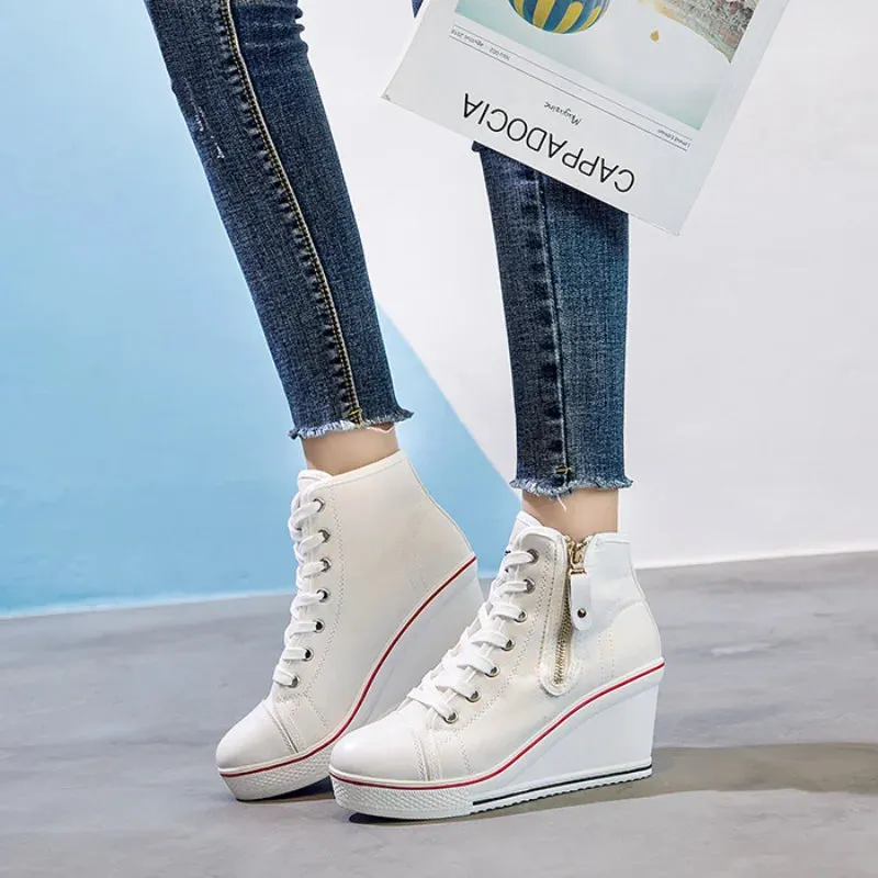 Funki Buys | Boots | Women's High Platform Zipper Sneakers