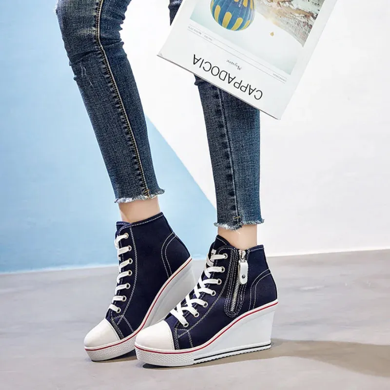 Funki Buys | Boots | Women's High Platform Zipper Sneakers