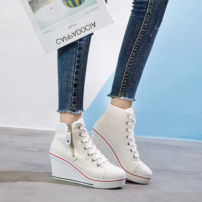 Funki Buys | Boots | Women's High Platform Zipper Sneakers