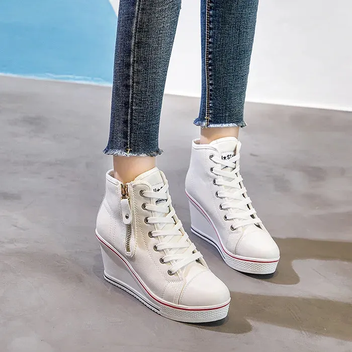 Funki Buys | Boots | Women's High Platform Zipper Sneakers