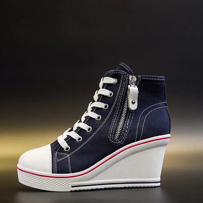 Funki Buys | Boots | Women's High Platform Zipper Sneakers