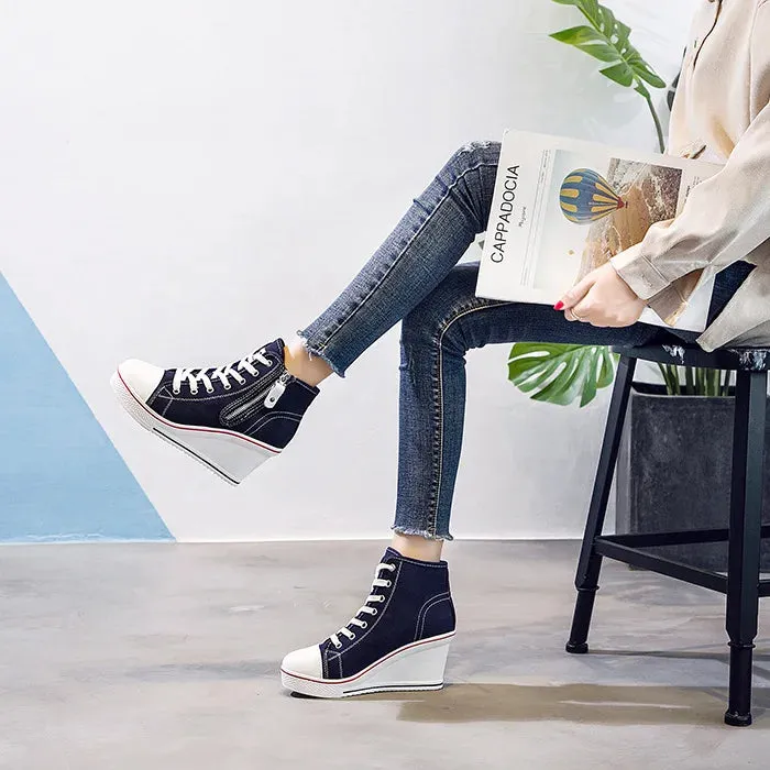 Funki Buys | Boots | Women's High Platform Zipper Sneakers