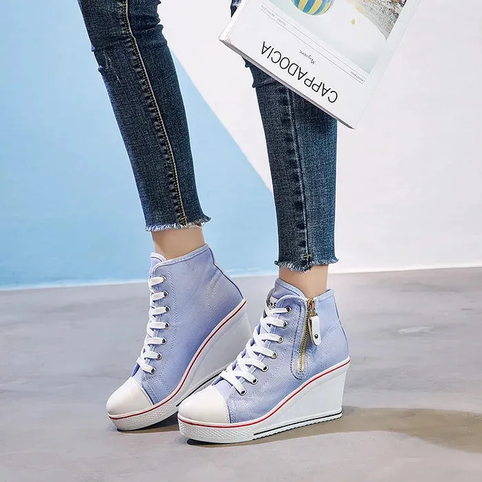 Funki Buys | Boots | Women's High Platform Zipper Sneakers