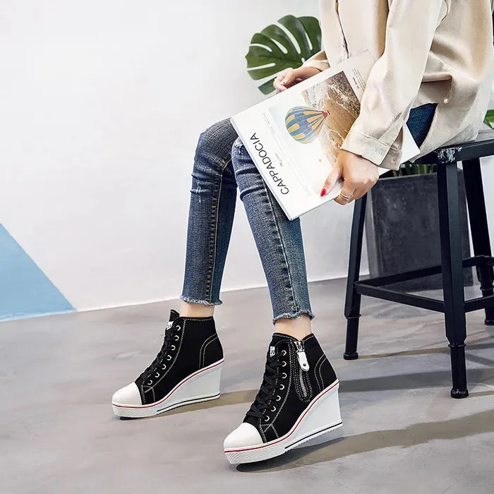 Funki Buys | Boots | Women's High Platform Zipper Sneakers