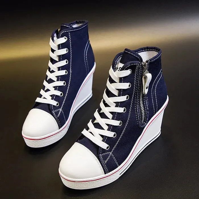 Funki Buys | Boots | Women's High Platform Zipper Sneakers