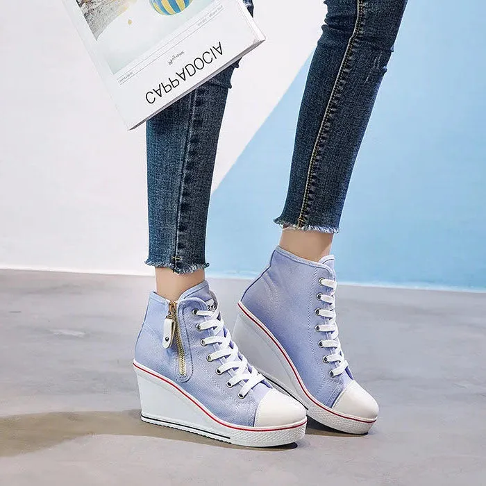 Funki Buys | Boots | Women's High Platform Zipper Sneakers