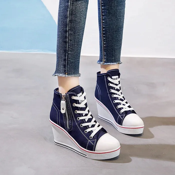 Funki Buys | Boots | Women's High Platform Zipper Sneakers