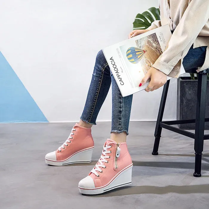 Funki Buys | Boots | Women's High Platform Zipper Sneakers