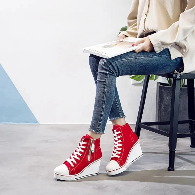 Funki Buys | Boots | Women's High Platform Zipper Sneakers