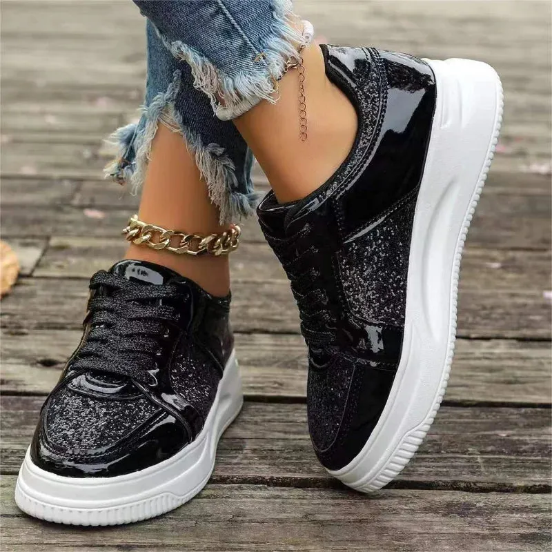 Funki Buys | Shoes | Women's Gold Sequins Platform Sneakers