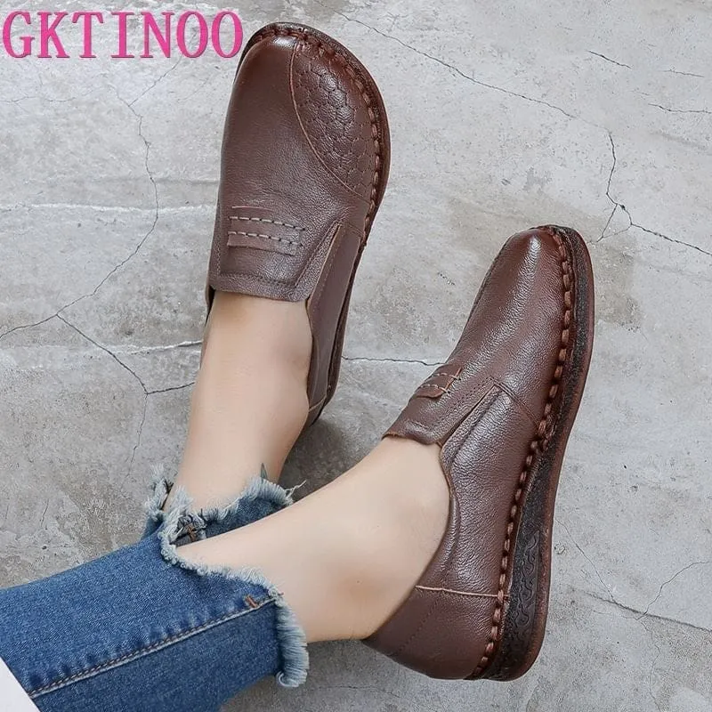 Genuine Leather Mother Soft Comfortable Casual Flats Non-slip Shoes