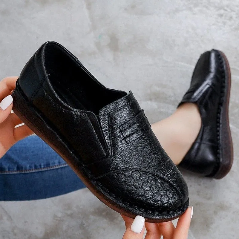 Genuine Leather Mother Soft Comfortable Casual Flats Non-slip Shoes