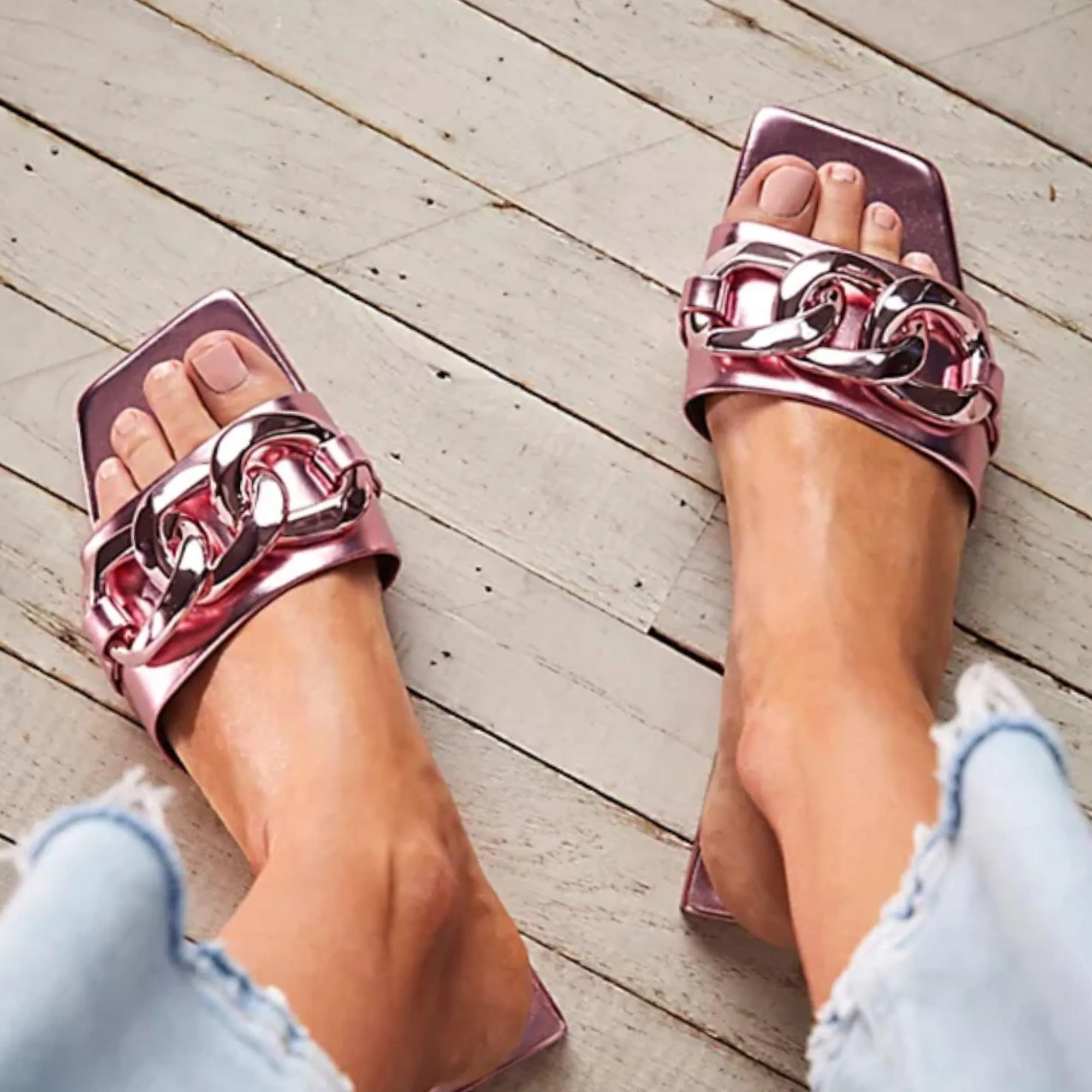 Jeffrey Campbell  Pink Chunky Chain Sandals