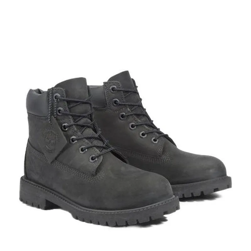 Juniors 6" Premium Nubuck Waterproof Boots, Black Nubuck