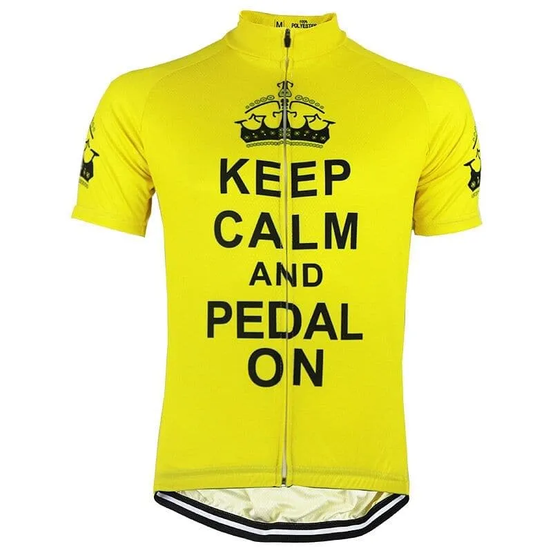 Keep Calm & Pedal On - Yellow Cycling Jersey