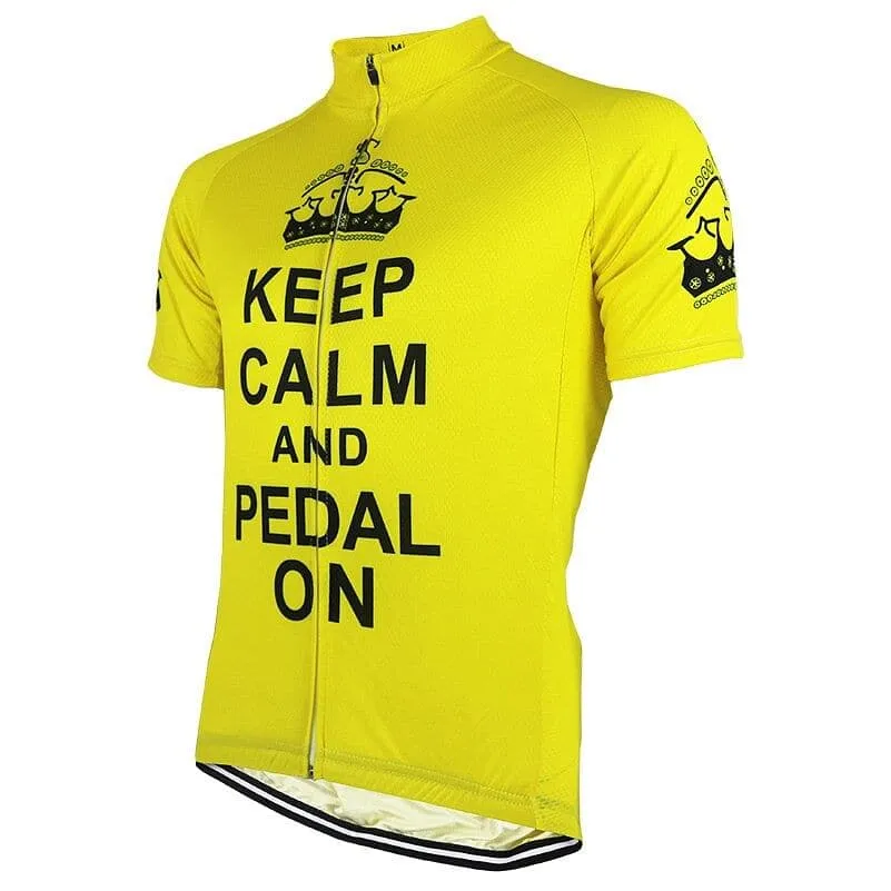 Keep Calm & Pedal On - Yellow Cycling Jersey