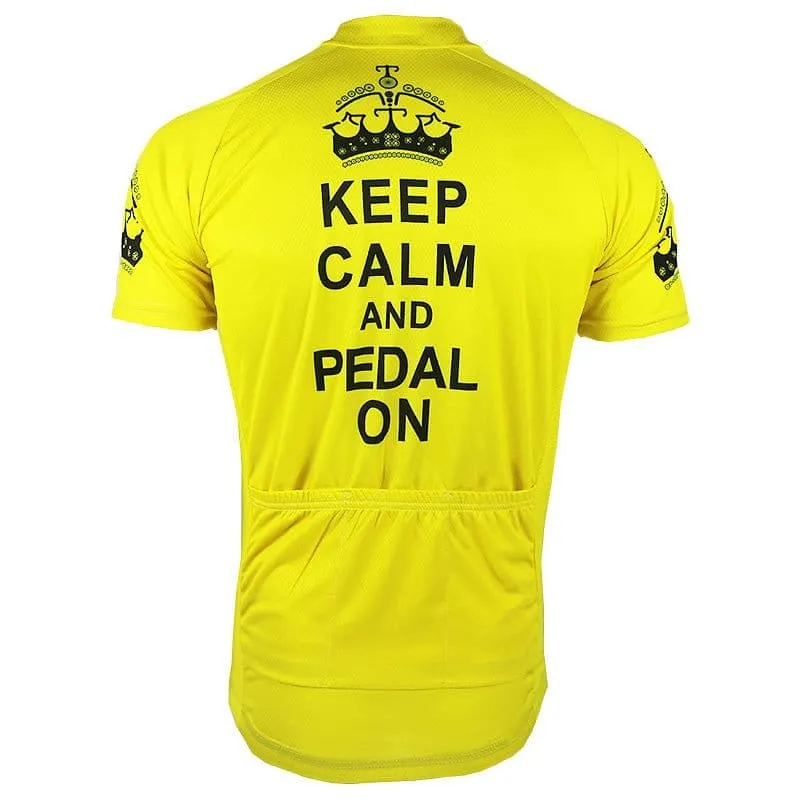 Keep Calm & Pedal On - Yellow Cycling Jersey