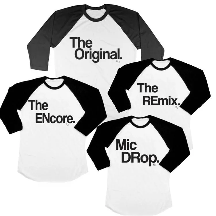 Matching Mommy, Daddy & Kids - The Original The Remix® Set - Unisex Baseball (Raglan) Black/White