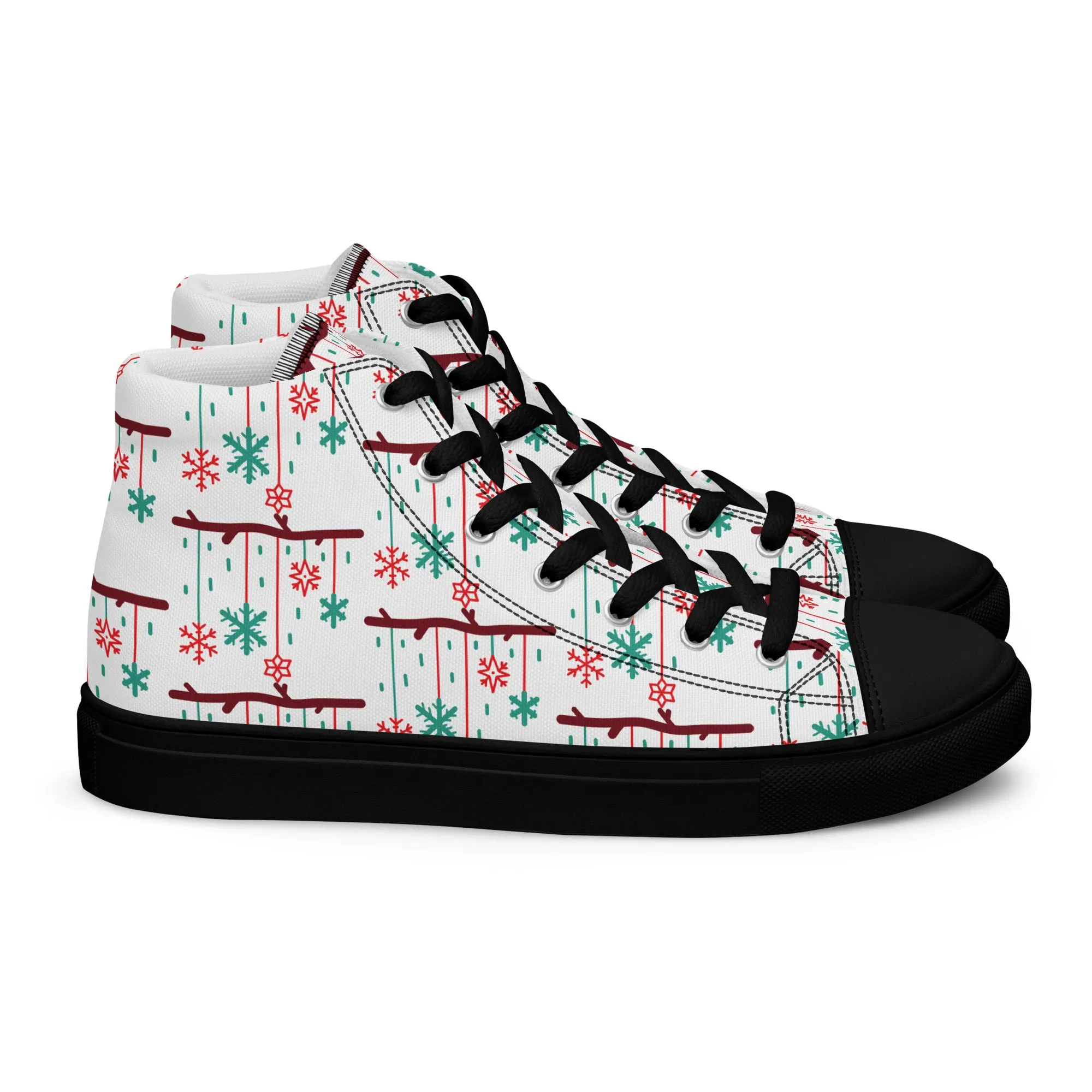 Men Christmas High Top Canvas Shoes (Glamourange Holiday Magic Canvas Shoes For Men - 0018)