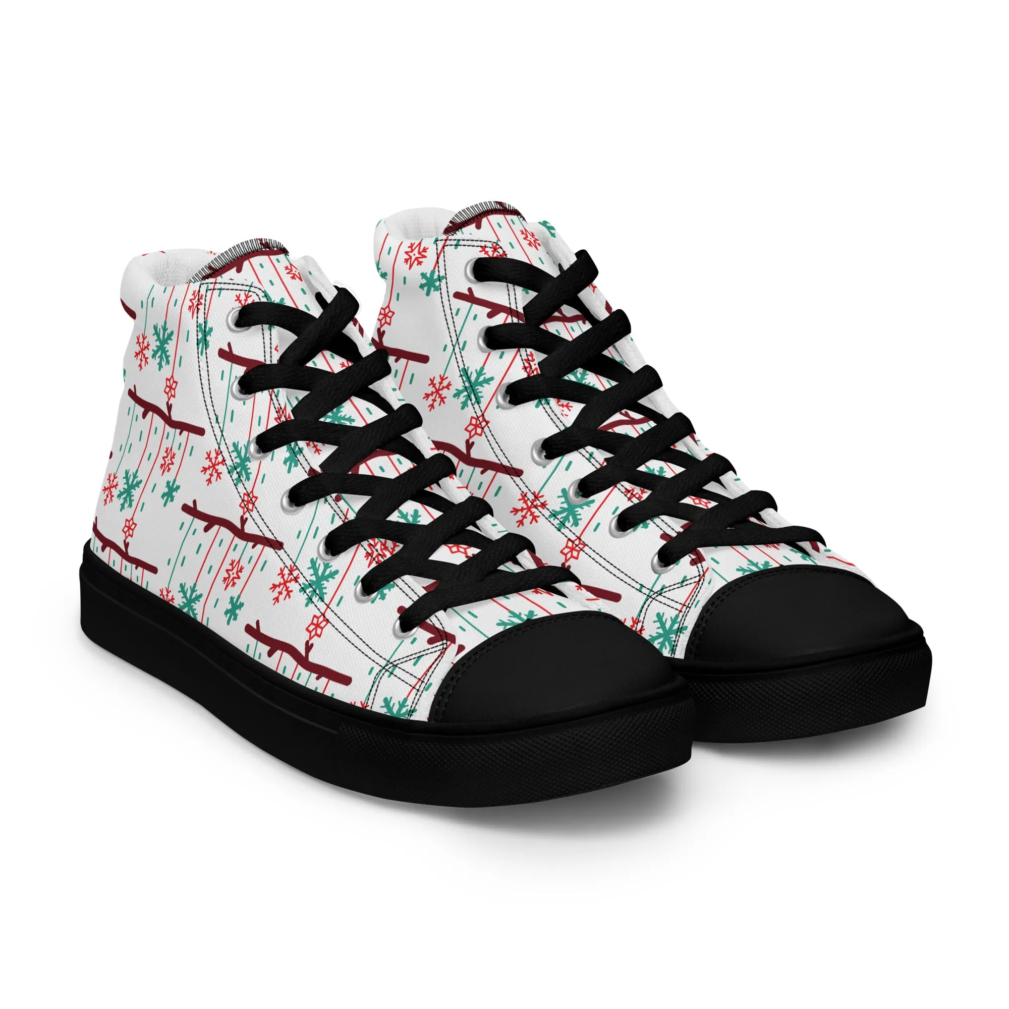 Men Christmas High Top Canvas Shoes (Glamourange Holiday Magic Canvas Shoes For Men - 0018)