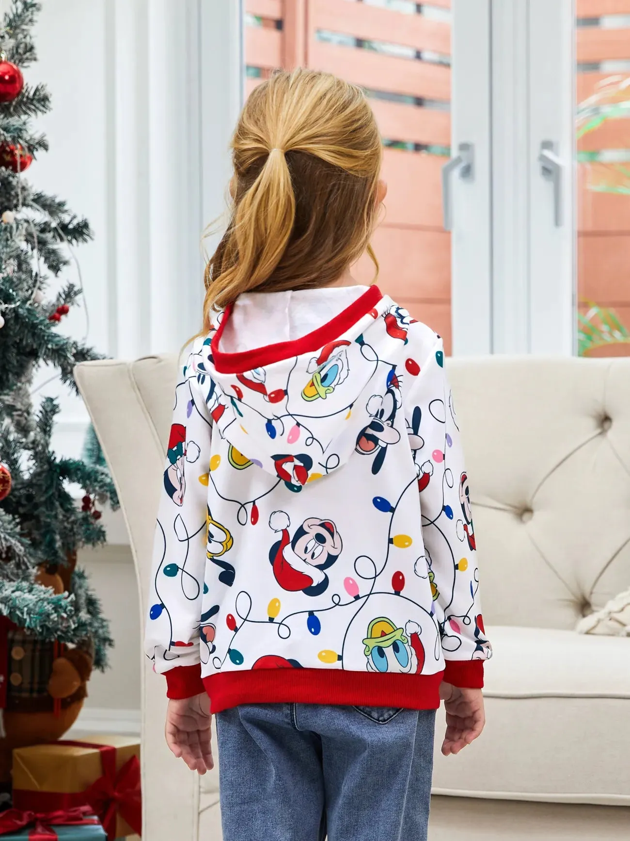 Mickey Printed Family Christmas Hoodie Set