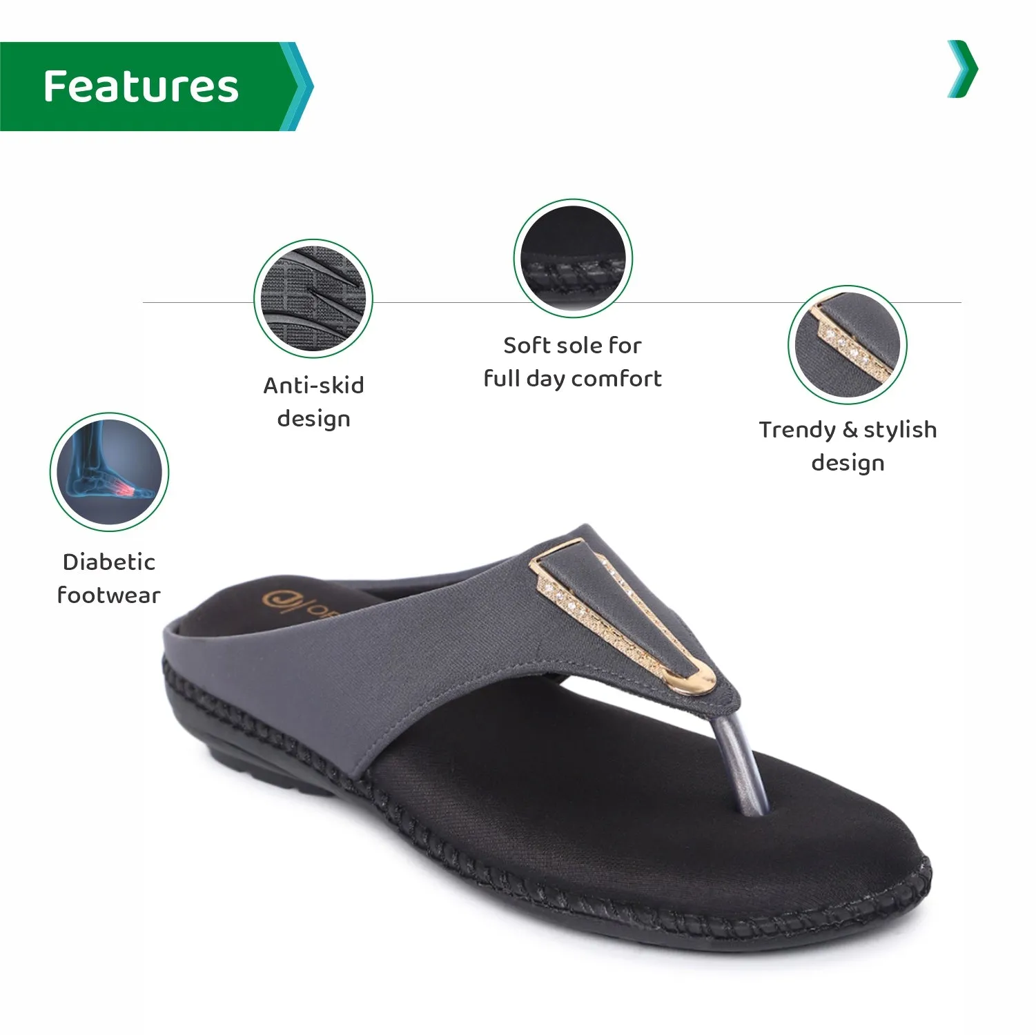 ORTHO JOY Fancy doctor slippers | Flat sandals