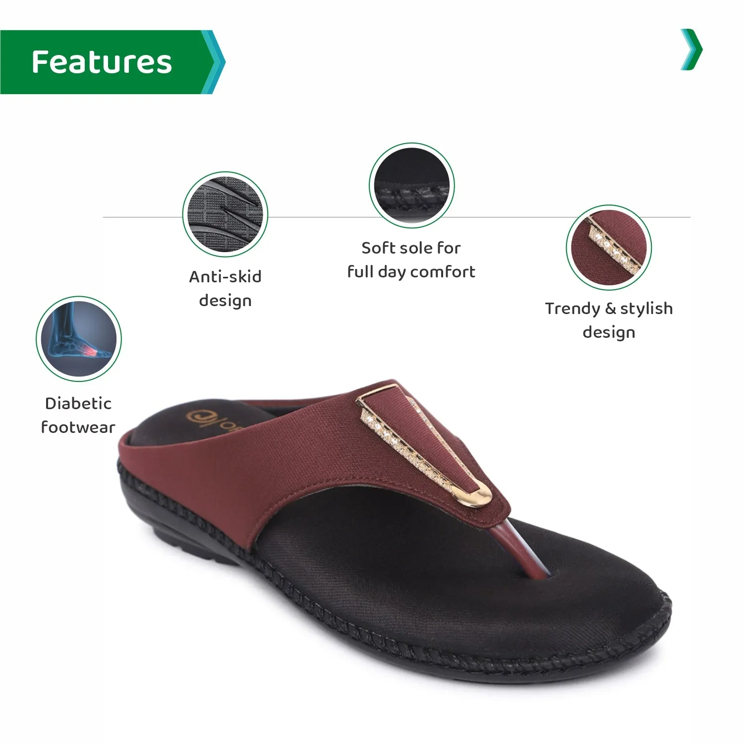 ORTHO JOY Fancy doctor slippers | Flat sandals