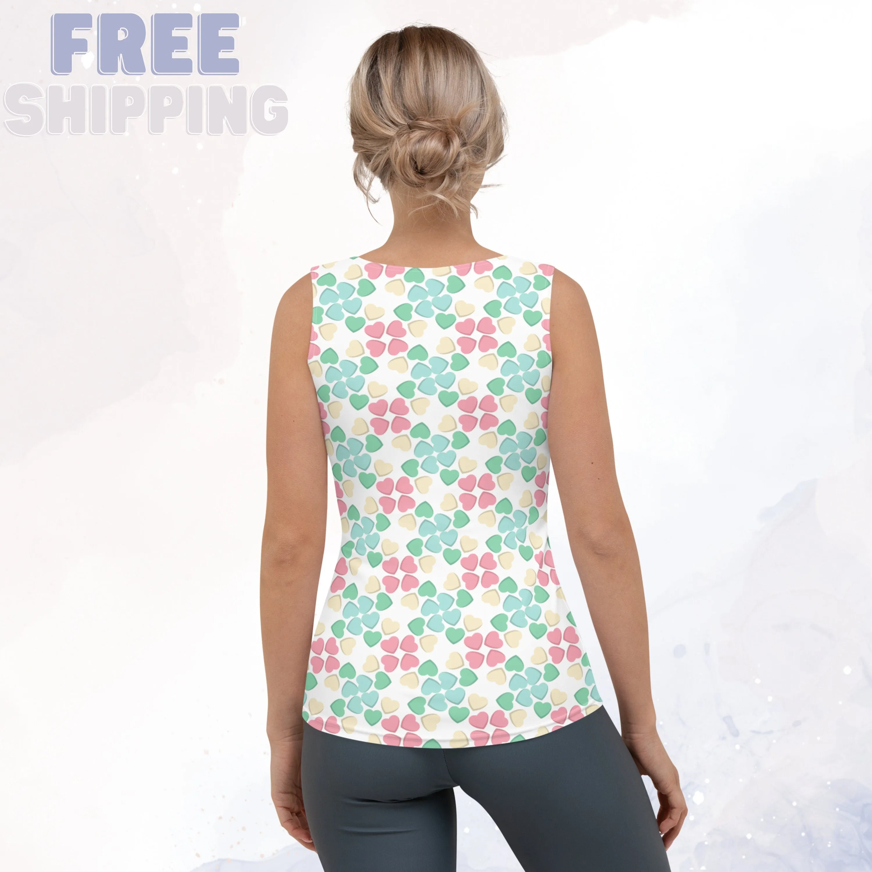 Pastel Candy Hearts Sublimation Tank Top