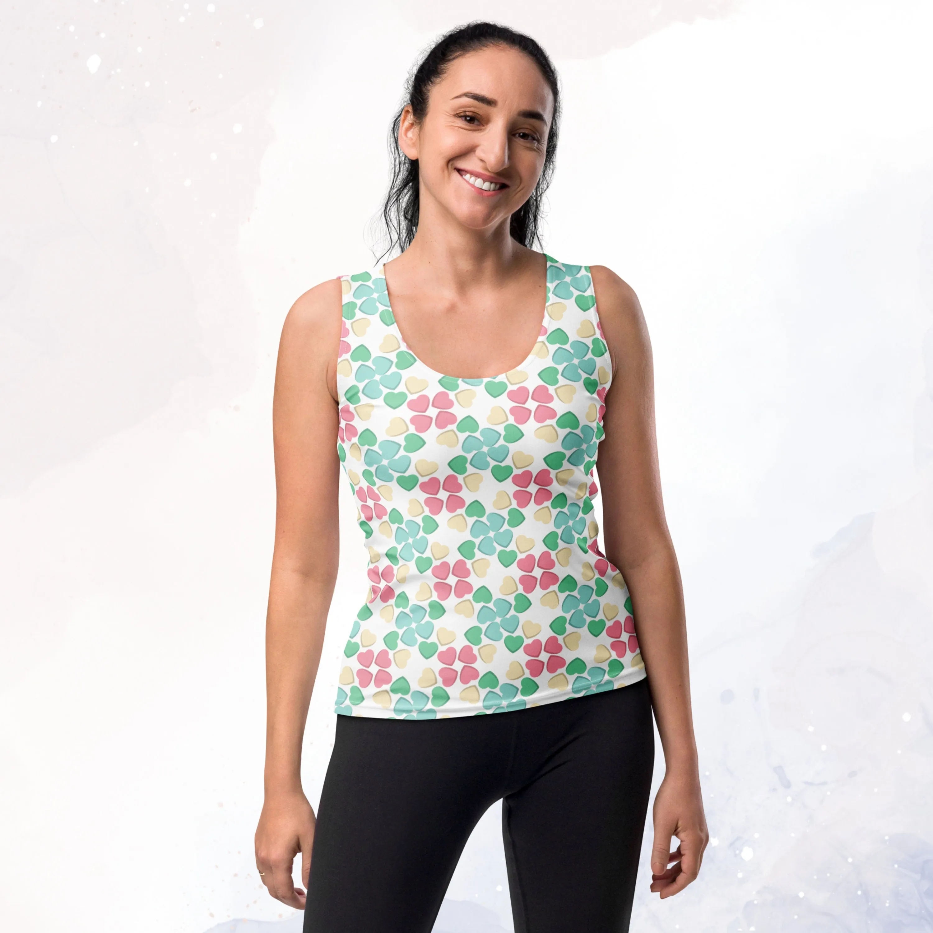 Pastel Candy Hearts Sublimation Tank Top