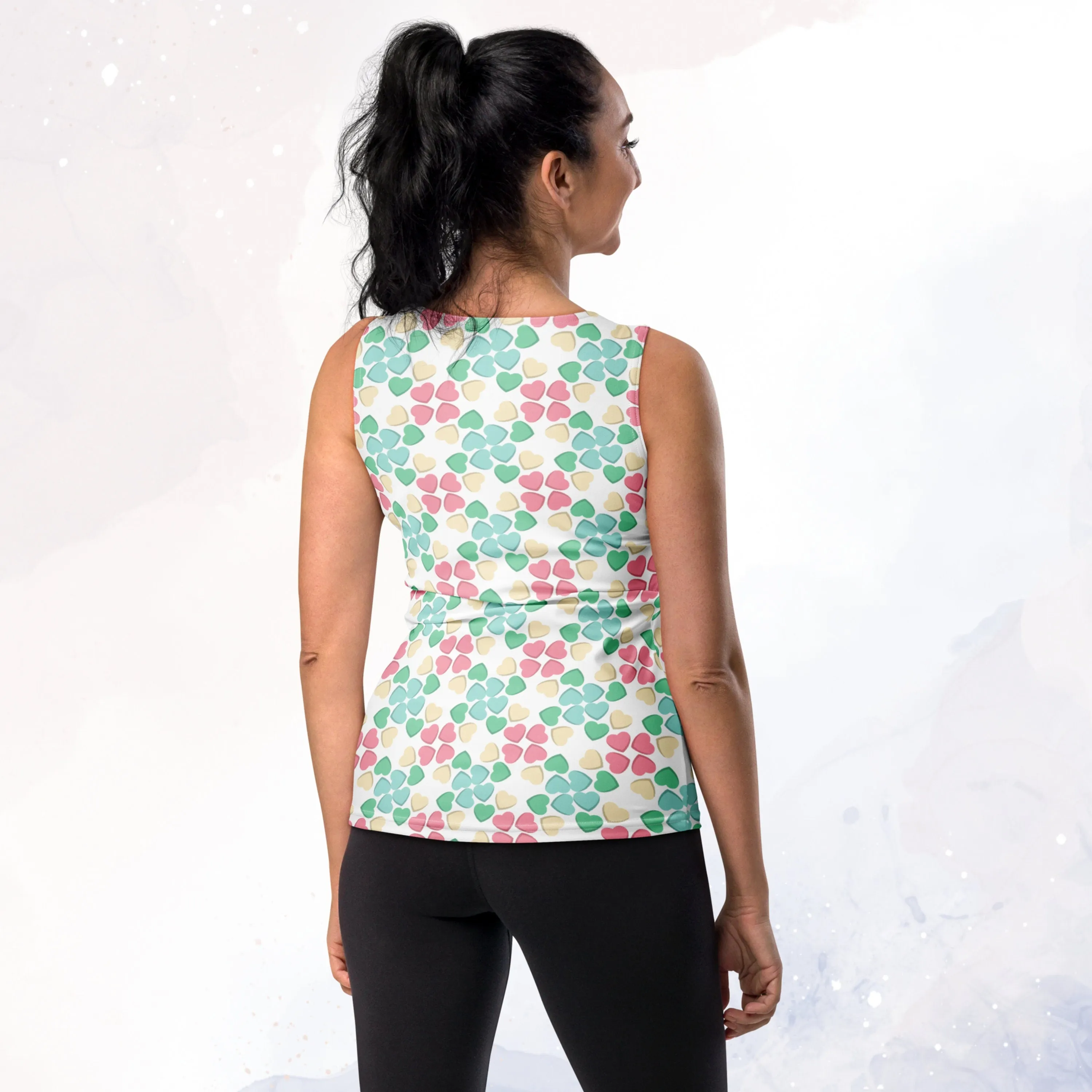 Pastel Candy Hearts Sublimation Tank Top