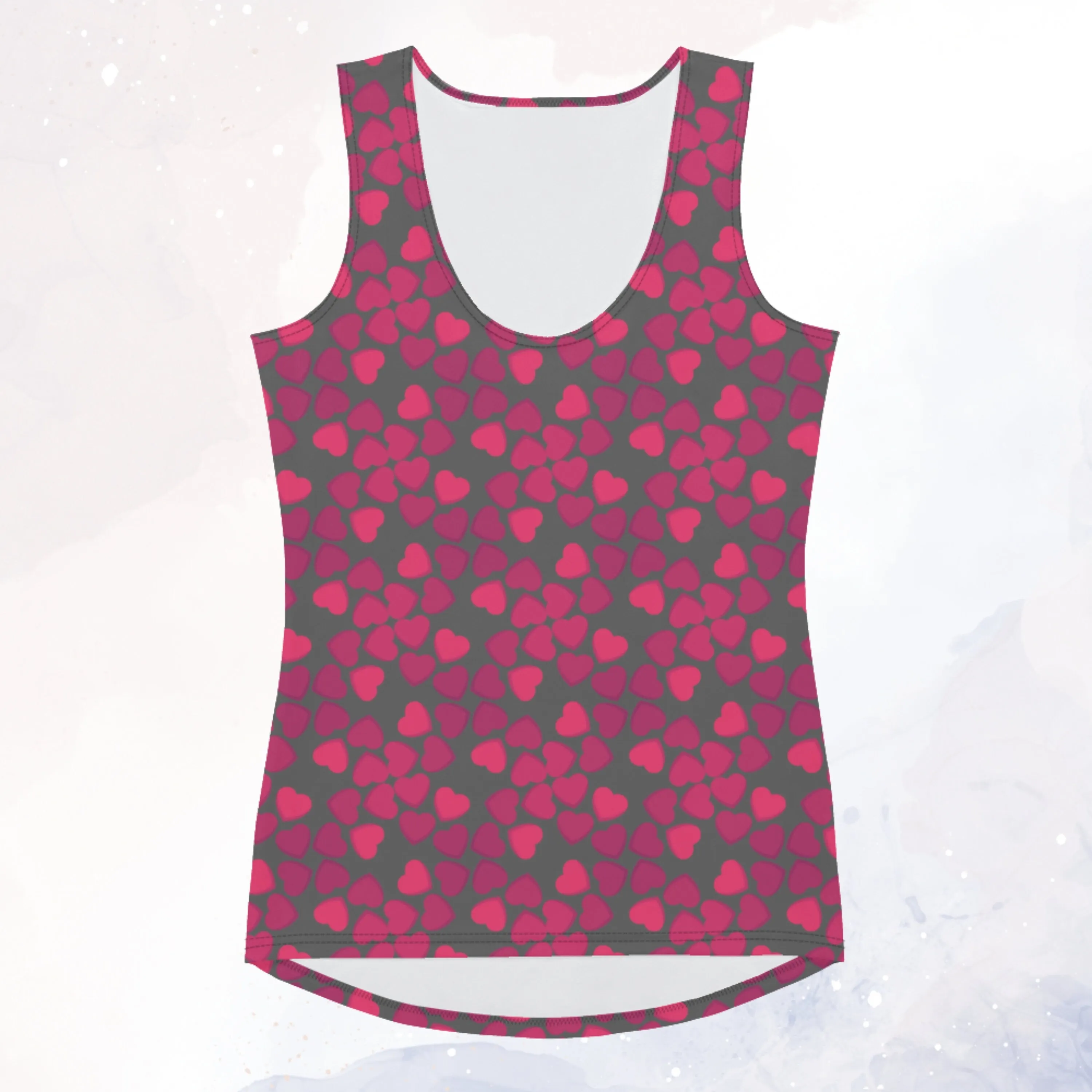 Pink and Grey Hearts Sublimation Tank Top