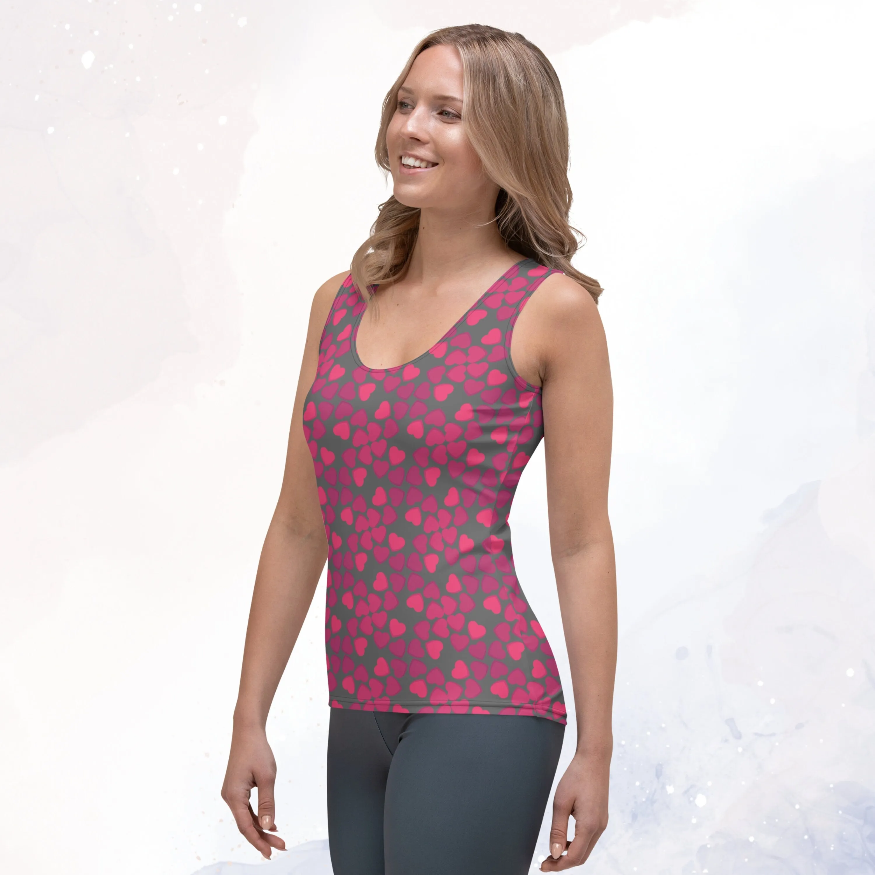 Pink and Grey Hearts Sublimation Tank Top