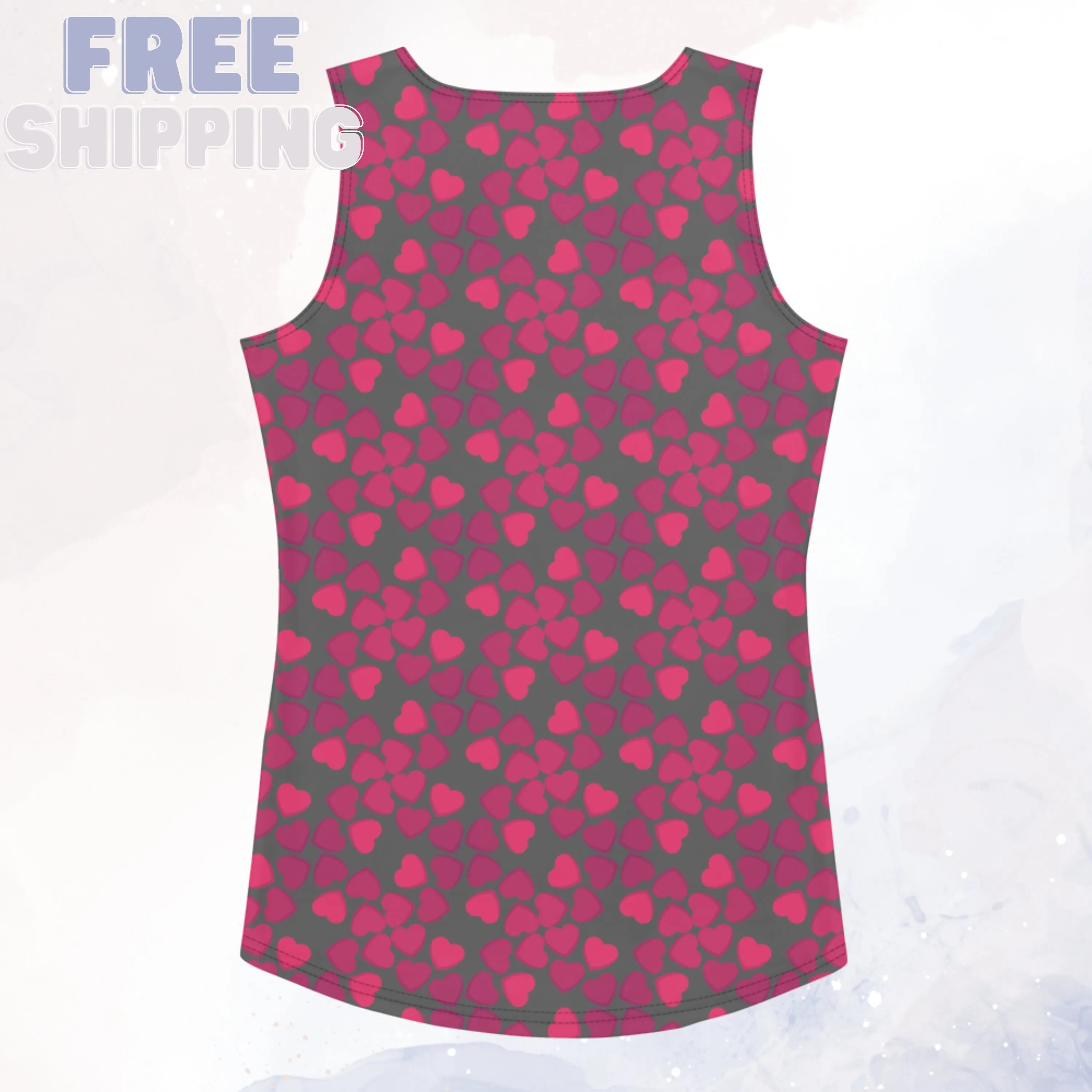 Pink and Grey Hearts Sublimation Tank Top